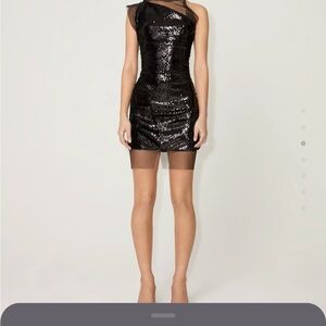 Chic Black Sequin One-Shoulder Mini Dress